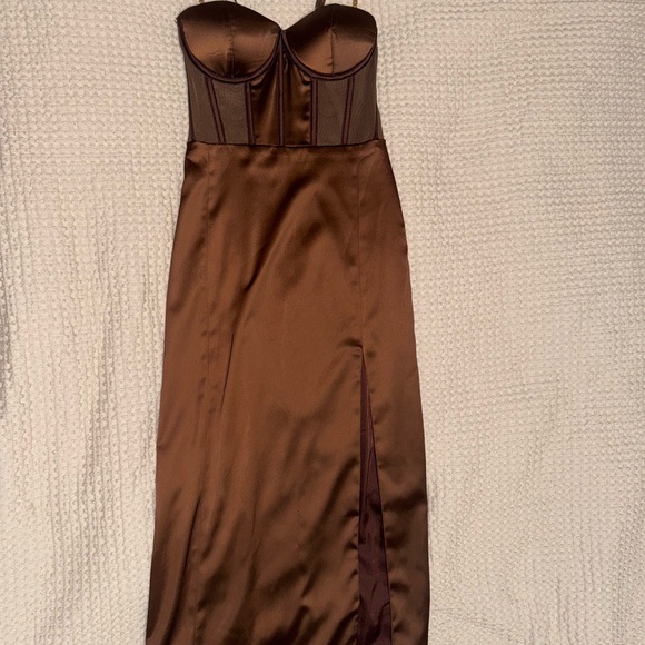 Meshki Chocolate Satin Gown - Picture 3 of 3